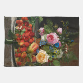 Nog steeds levende Rozen en aardbeien door Otto Ot Theedoek (Horizontaal)