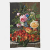 Nog steeds levende Rozen en aardbeien door Otto Ot Theedoek (Verticaal)