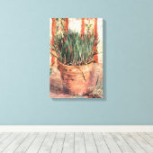 Nog steeds levensbloem met Chives door Vincent van Canvas Afdruk (Insitu (Houten vloer))