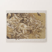 Nog steeds levensbloem sepia kleur nostalgie legpuzzel (Horizontaal)