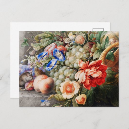Nog steeds levensbloemen en vruchten van klassieke briefkaart (Voorkant / Achterkant)