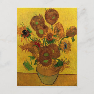 Nog steeds levensvaas met vijftien zonnebloemen - briefkaart