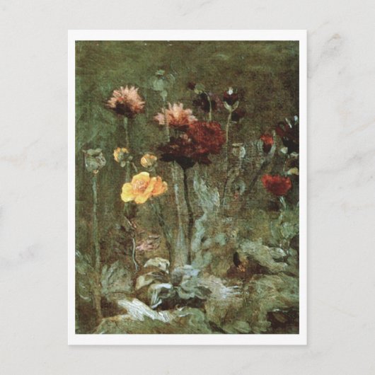 Nog steeds Life Scabiosa, Ranunculus, Van Gogh Fin Briefkaart (Voorkant)