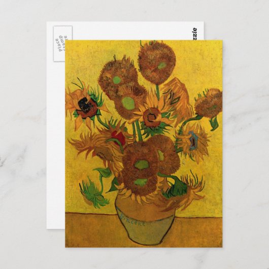 Nog steeds Life Vase met 15 zonnebloemen Vincent v Briefkaart (Voorkant / Achterkant)