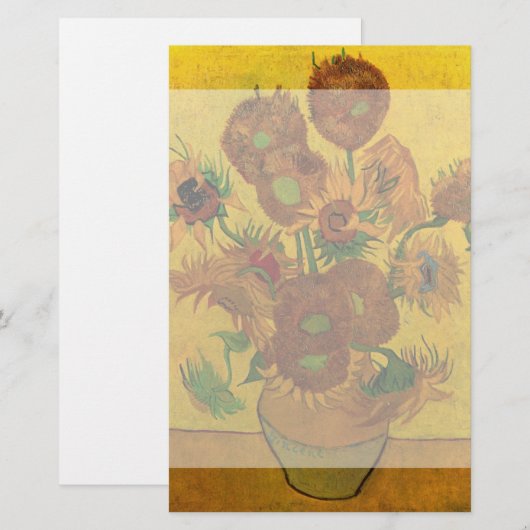 Nog steeds Life Vase met 15 zonnebloemen Vincent v Briefpapier (Voorkant / Achterkant)
