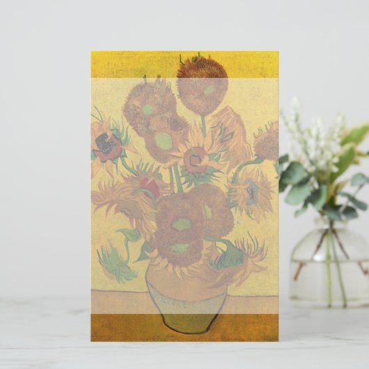 Nog steeds Life Vase met 15 zonnebloemen Vincent v Briefpapier (Staand voorkant)