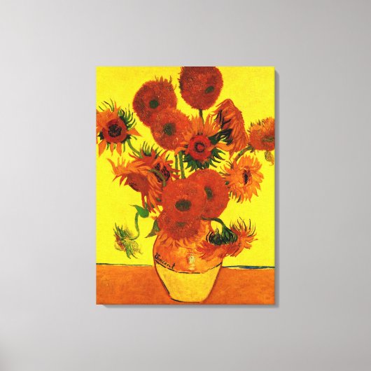 Nog steeds Life Vase met 15 zonnebloemen Vincent v Canvas Afdruk (Voorkant)