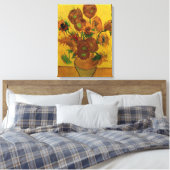 Nog steeds Life Vase met 15 zonnebloemen Vincent v Canvas Afdruk (Insitu (Slaapkamer))