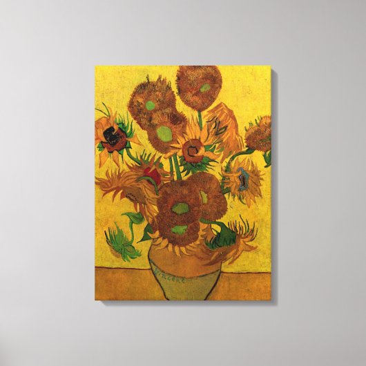 Nog steeds Life Vase met 15 zonnebloemen Vincent v Canvas Afdruk (Voorkant)