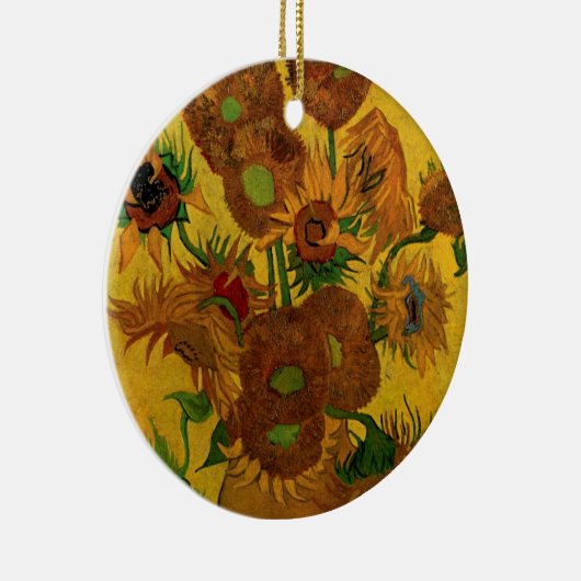 Nog steeds Life Vase met 15 zonnebloemen Vincent v Keramisch Ornament (Rechts)