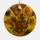 Nog steeds Life Vase met 15 zonnebloemen Vincent v Keramisch Ornament (Achterkant)