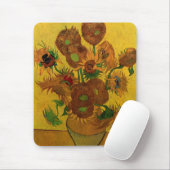 Nog steeds Life Vase met 15 zonnebloemen Vincent v Muismat (Met muis)