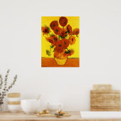 Nog steeds Life Vase met 15 zonnebloemen Vincent v Poster (Keuken)