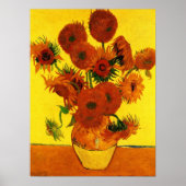 Nog steeds Life Vase met 15 zonnebloemen Vincent v Poster (Voorkant)