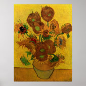 Nog steeds Life Vase met 15 zonnebloemen Vincent v Poster (Voorkant)