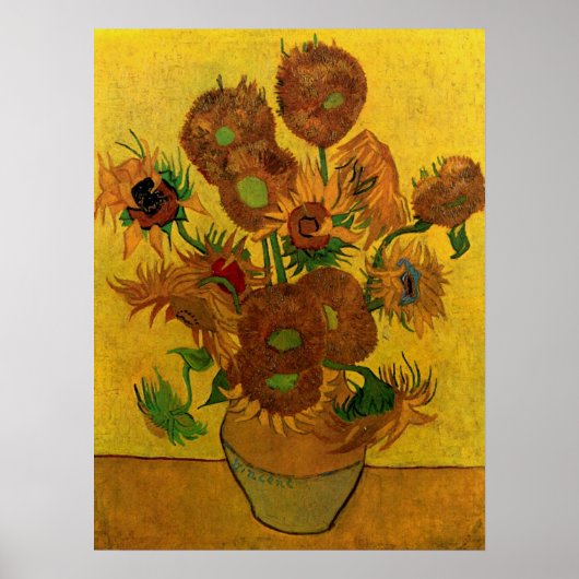 Nog steeds Life Vase met 15 zonnebloemen Vincent v Poster (Voorkant)