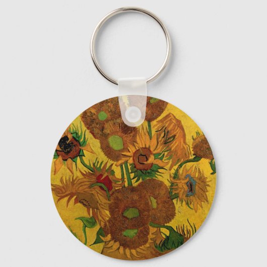 Nog steeds Life Vase met 15 zonnebloemen Vincent v Sleutelhanger (Voorkant)