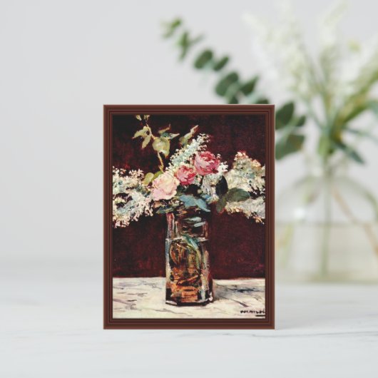 Nog steeds likeur en Rozen van Manet Edouard Briefkaart (Staand voorkant)