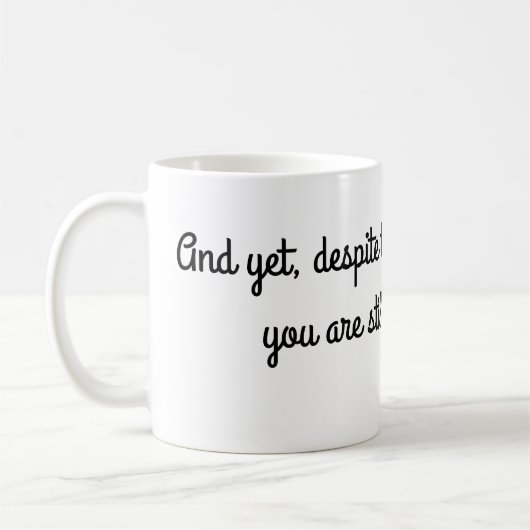 Nog steeds met me praten koffiemok (Links)