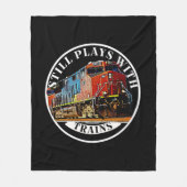 Nog steeds met treinen Oranje diesellocomotief Fleece Deken (Voorkant)