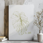 Nog steeds | Minimale zen Monstera Line Art-tekeni Imitatie Canvas Print<br><div class="desc">Een prachtige illustratie van een minimalistisch monster van een plant in groen met het inspirerend citaat - Be still.</div>