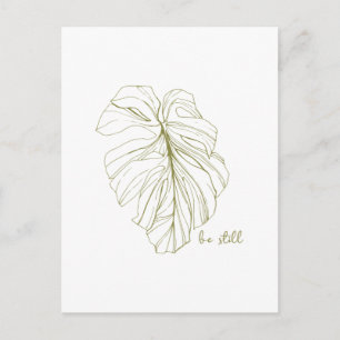 Nog steeds minimale Zen Monstera Line Art-tekening Briefkaart