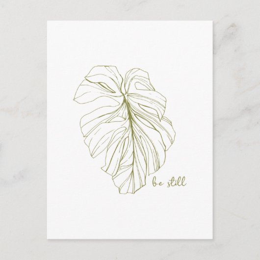 Nog steeds minimale Zen Monstera Line Art-tekening Briefkaart (Voorkant)
