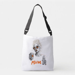 Nog steeds moederen - moderne grafische lijnkunst crossbody tas