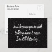 Nog steeds niet luisteren | Citaat witscript Briefkaart (Voorkant / Achterkant)