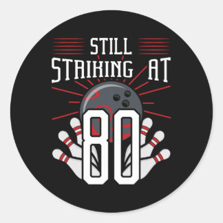 Nog steeds opvallend bij 80 Bowling Birthday Party Ronde Sticker