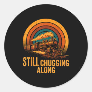 Nog steeds ploeterend Retro Stoomtrein Locomotief Ronde Sticker