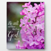 Nog steeds psalm 46:10 Paarse Lila bloemen Fotoplaat (Voorkant)