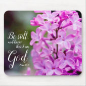 Nog steeds psalm 46:10 Paarse Lila bloemen Muismat (Voorkant)