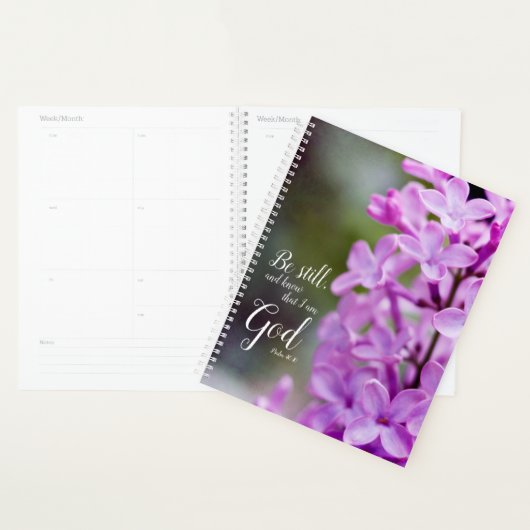 Nog steeds psalm 46:10 Paarse Lila bloemen Planner (Display)