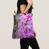 Nog steeds psalm 46:10 Paarse Lila bloemen Tote Bag (Dichtbij)