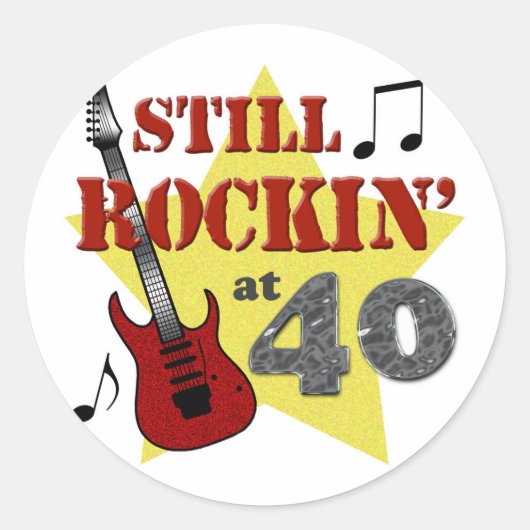Nog steeds Rockin op 40 Ronde Sticker (Voorkant)
