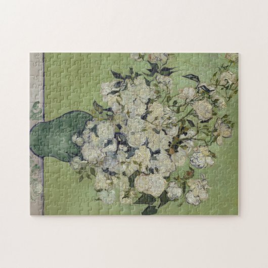 Nog steeds: Roze rozen in een Vaas van Van Gogh Legpuzzel (Horizontaal)
