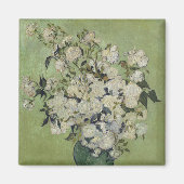 Nog steeds roze rozen in een vaas van Van Gogh Magneet (Voorkant)