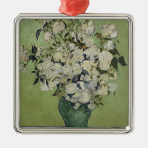 Nog steeds roze rozen in een vaas van Van Gogh Metalen Ornament