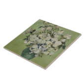 Nog steeds roze rozen in een vaas van Van Gogh Tegeltje (Zijkant)