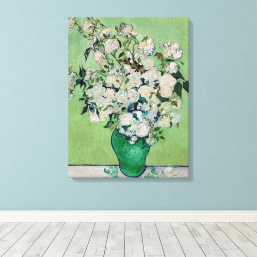 Nog steeds Rozen in een Vase door Vincent van Gogh Canvas Afdruk (Insitu (Houten vloer))
