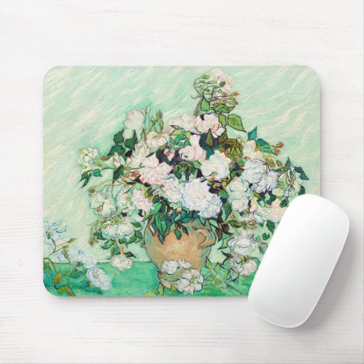 Nog steeds Rozen in een Vase door Vincent van Gogh Muismat (Met muis)