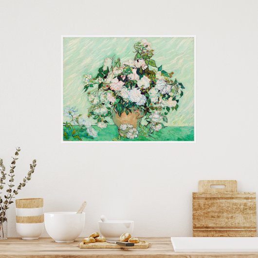 Nog steeds Rozen in een Vase door Vincent van Gogh Poster (Keuken)