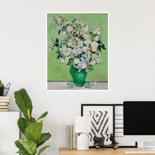 Nog steeds Rozen in een Vase door Vincent van Gogh Poster (Thuiskantoor)