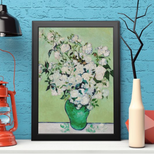 Nog steeds Rozen in een Vase door Vincent van Gogh Poster