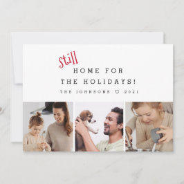 Nog steeds thuis voor de Feestdagen Funny 2021 Fot Feestdagenkaart
