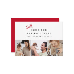 Nog steeds thuis voor de Feestdagen Funny 2021 Fot Feestdagenkaart
