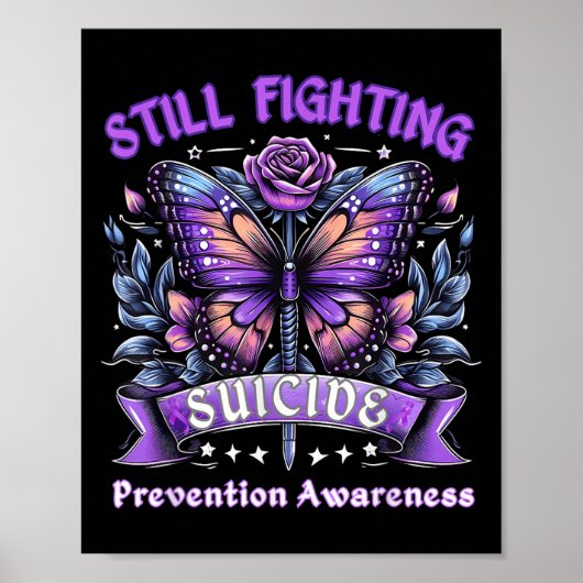 Nog steeds vechtend tegen zelfmoordpreventie bewus poster (Voorkant)