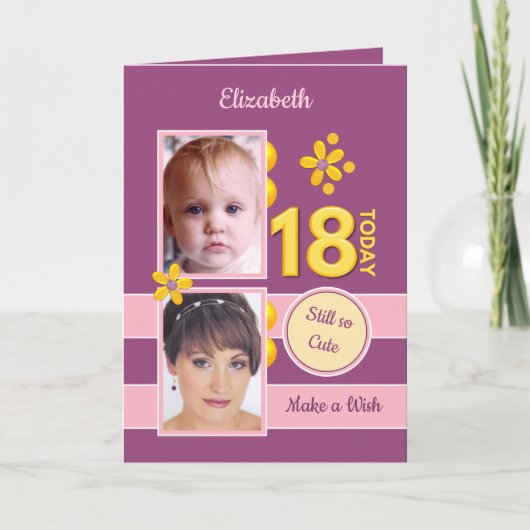Nog steeds zo leuke foto's paarse 18e verjaardag kaart (Voorkant)
