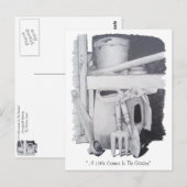 nog te gebruiken tekening van tuinwerktuigen voor  briefkaart (Voorkant / Achterkant)